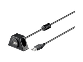 Przedłużacz USB 2.0 Hi-Speed z uchwytem montażowym 1,2 m, Czarny