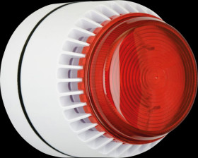 FLSVRLWS24SW Flashni, white, red lens, shallow base, 24 V DC