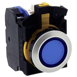 Idec CW4L-M1E10Q4S CW Pushbutton 24V 12mA 1x Off/(On) latch Blue
