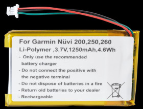 GPS navigation battery for Garmin Nüvi, 1250 mAh