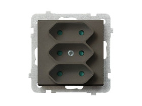 SONATA Gniazdo potrójne EURO z przesłonami torów prądowych czekoladowy metalik GP-3RP/m/40 OSPEL