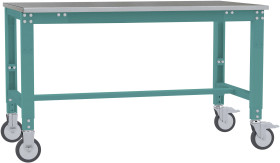 Manuflex AU7314.5021 Stół ROBOCZY UNIWERSALNY, mobilny, z blachą z blachy, szer. X gł. X wys. = 1000 x 800 x 752-972 mm