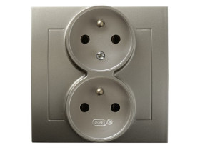 KIER Gniazdo podwójne z uziemieniem z funkcją niezamienności faz satyna light GP-2WC/45 OSPEL