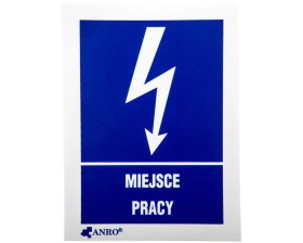 Samoprzylepna tabliczka ostrzegawcza /MIEJSCE PRACY 52X74/ 5EIA/Q1/F