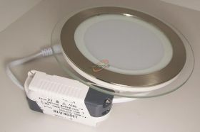 Panel sufit. LED 12W szklany obudowa srebrna okrągła B.C