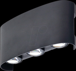 7409 Wall light, 6 W, 3000 K, 480 lm, black, IP 65