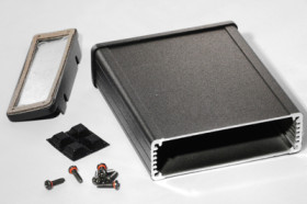 Aluminum RF enclosure, (L x W x H) 120 x 104 x 32 mm, black, IP54, 1457L1202EBK