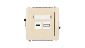 Deco Mechanizm Ładowarki Usb Podwójnej Usb C + Usb A, 20W Max., Beżowy 1Dcusb-8
