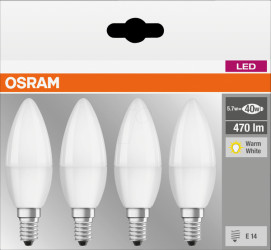 4058075819474 LED bulb BASE E14, 5,7 W, 470 lm, 2700 K, 4 pcs.