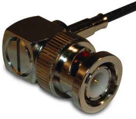BNC plug 50 Ω, RG-174, RG-188, RG-316, LMR-100A, Belden 7805A, RG-174LL, solder connection, angled, 112178
