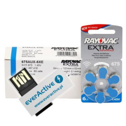120 x baterie do aparatów słuchowych Rayovac Extra Advanced 675 MF + pendrive 8GB