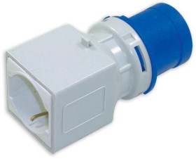 Adapter do przedłużacza sieciowego 16A Wtyczka, gniazdo 230 V 2P + E RS PRO Niebieski IP20