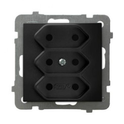 AS Gniazdo potrójne EURO czarny metalik GP-3G/m/33