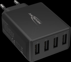 1001-0107 USB charger HC430, 30 W, 5 V, 3000 mA, 4 ports, black