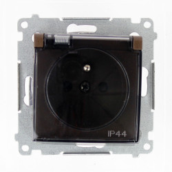 Gniazdo pojedyncze z klapką IP44 DGZ1BZ.01/46a brązowe Kontakt Simon54