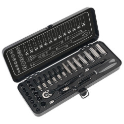 Sealey AK7970 Socket Set 32pc 1/4&quot;Sq Drive 6pt WallDrive&#xAE; Metric Black Series