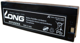 Lead-battery, 12 V, 2.1 Ah, 182 x 23 x 61 mm, snap contact, WP1223A