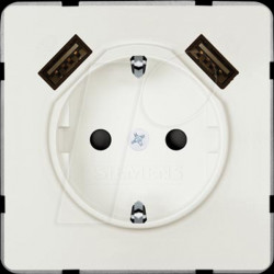 5UB1870-1TW01 DELTA style earthing contact outlet with double USB charger