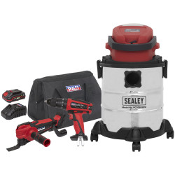 Sealey CP20VCOMBO5 3 x SV20 Series Tool Vac Combo Kit 20V 2Ah - 2 Batteries