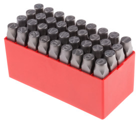 Zestaw wybijaków liter wysokość: 10mm 36-szt. 27 części x stempel stalowy z kropkowaną wielką literą angielską A