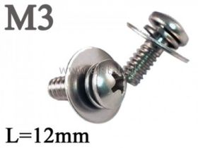 Śruba M3x12mm (+) i podkładka x2 walcowy ( zestaw)