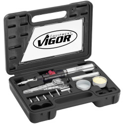 Vigor V5512 Gas Soldering Kit 1300&#xB0;C 3-in-1 7 Adapters Piezo Ignition