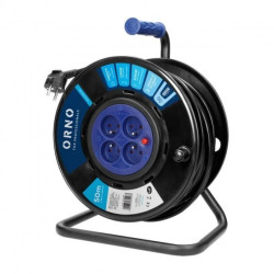 Przedłużacz bębnowy, 4 gniazda 2P+Z, kabel PVC H05VV-F 3x1,5mm², długość - 50m, STAŁE GNIAZDA, termik, przesłony,OR-AE-13292/50M