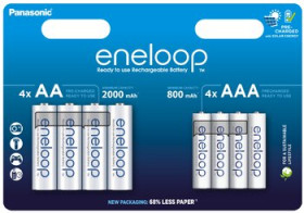 OUTLET Akumulatorki MIX 4 x R6/AA + 4 x R03/AAA Panasonic Eneloop BK-KJMCDE44E 8BE (blister)
