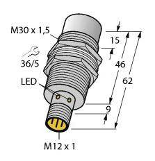 Turck Czujnik indukcyjny nie podtynkowy PNP, Zamykający NI30U-MT30-AP6X-H1141