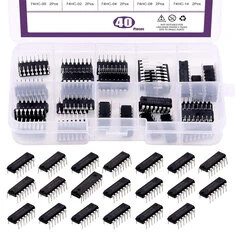 Zestaw 40 sztuk układów logicznych 74HCxx 74LSxx Seria niskoprądowa Schottky 20 rodzajów z pudełkiem do przechowywania do projek