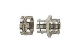 Łącznik do kanałów kablowych HellermannTyton gwint M40 40 mm Kanał Mosiądz niklowany IP54 Szary