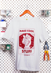 White Raspberry Pi "Make Cool Stuff" T-shirt (Adult Size) [Discontinued]