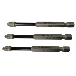 Faithfull FAISBPZ275IM Pozidriv Impact Screwdriver Bits PZ2 x 75mm (Pack 3)
