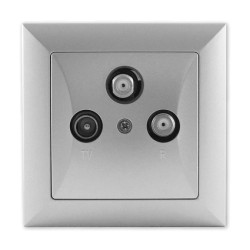 OPAL Gniazdo antenowe RTV-SAT-SAT srebrne GAPS/2 Op SR