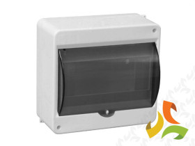 Rozdzielnica natynkowa 8 modułowa 1x8M drzwi transparentne N+PE IP40 S-8 C.2025 PAWBOL