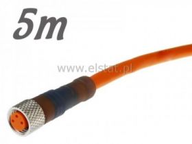 Złącze proste żeńskie M8; 3P + kabel 5m, orange