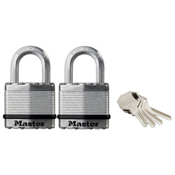 Master Lock M1EURT Excell&#x2122; Laminated Steel 45mm Padlock - 24mm Shackle - KA x 2