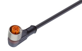 RKWT 4-225/6 M sw, PUR 4x0,34mm2, czarny, z gniazdem kątowym M12x1, LUMBERG 93683, zamiennik do ELWIKA-KV 4412 PUR 034 6M, RKWT4