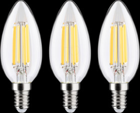 29199 LED filament bulb E14, 2.5 W, 525 lm, 3000 K, pack of 3