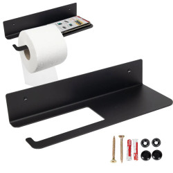 Uchwyt na papier toaletowy z półką metalowy czarny