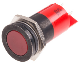 Lampka kontrolna do montażu panelowego 24V ac/dc, czerwona 22mm LED Końcówka lutownicza RS PRO