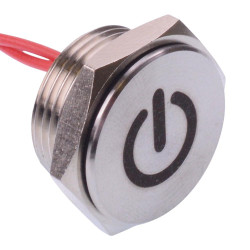 PBAT5AFB214 APEM Momentary NO 16mm Stainless Steel Piezo Switch Prewired IP68
