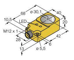 Czujnik indukcyjny Turck BI30R-Q20-AN6X2-H1141, 10 - 30 V, 1 szt.