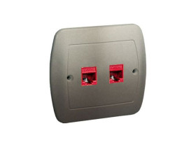 AKORD Gniazdo komputerowe podwójne satyna metalik RJ45 kat.5e AF52/29 KONTAKT SIMON