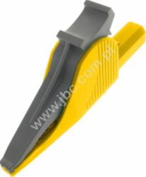 5066-IEC-GE Krokodylek bezpieczny z gniazdem 4mm, rozwarcie szczęk 32mm, żółty, ELECTRO-PJP, 5066IECGE