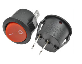 2szt. PRZEŁĄCZNIK OKRĄGŁY MINI 250V 3A 2 PIN BISTABILNY CZERWONY