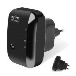 Wzmacniacz Wi-Fi Repeater AK339A 2,4GHz 300Mb, RJ45, Acces Point, Czarny