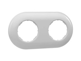 Ramka podwójna do serii Retro, plastikowa biała