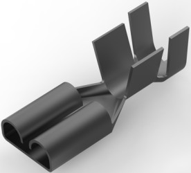 Uninsulated flat plug sleeve, 6.35 x 0.81 mm, 4.0 to 6.63 mm², AWG 11 to 9, brass, tin-plated, 180351-2