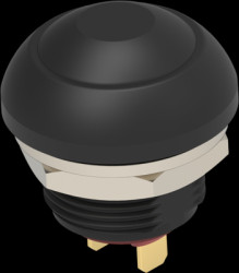 Pushbutton, 1 pole, black, unlit , 0.12 A/125 VAC, 0.2 A/50 VDC, 13.6 mm, IP68, 2329383-1